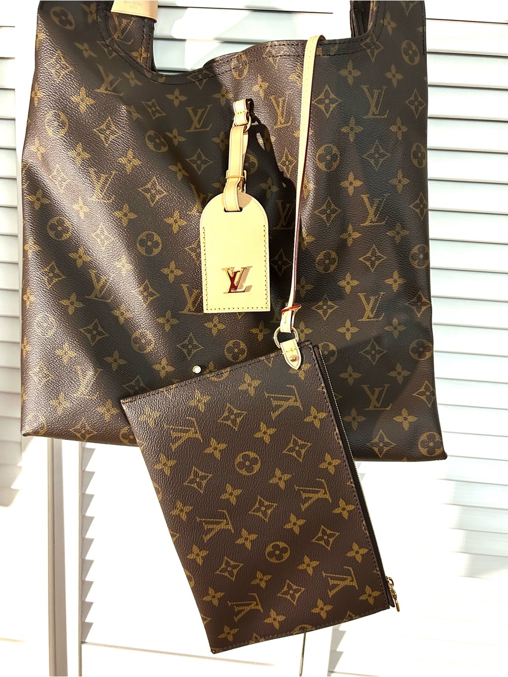 Louis Vuitton Brown Monogram Canvas Tote with Pouch